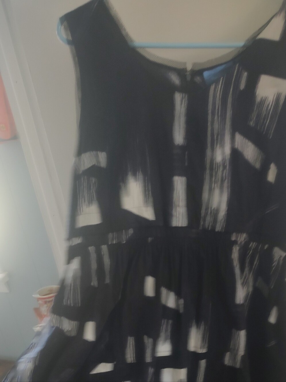 Black and White Brushstroke Sleeveless Dress